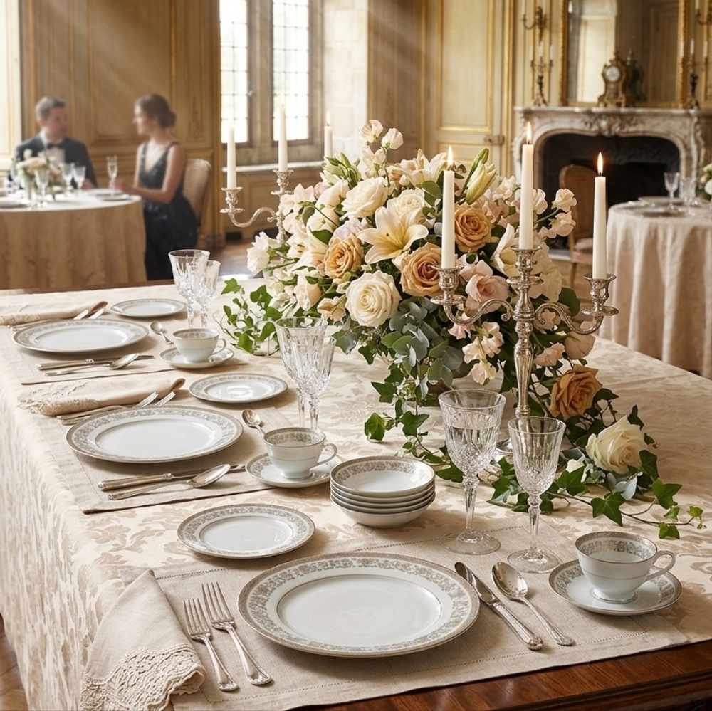 Noritake  Gracelyn Cream and Gold Trim Formal 23 PC Dinnerware Set